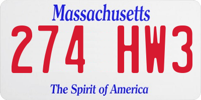 MA license plate 274HW3