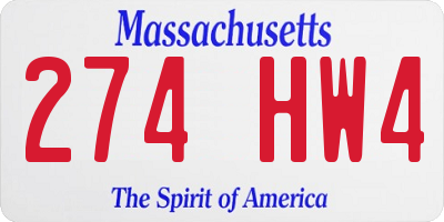 MA license plate 274HW4