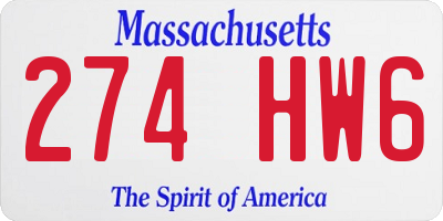 MA license plate 274HW6