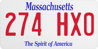 MA license plate 274HX0