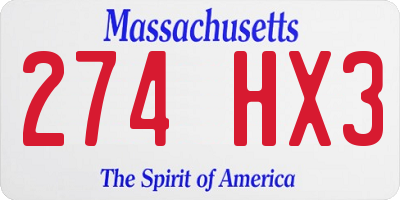 MA license plate 274HX3