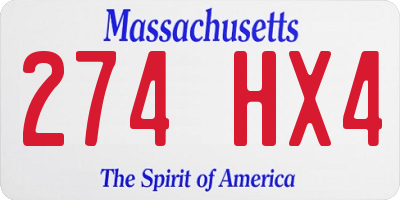 MA license plate 274HX4