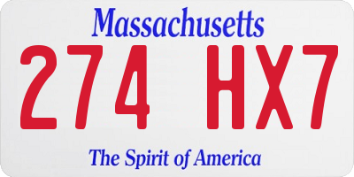 MA license plate 274HX7
