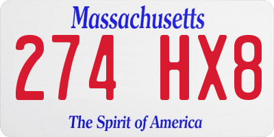 MA license plate 274HX8