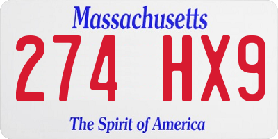 MA license plate 274HX9