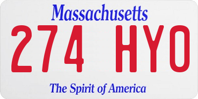 MA license plate 274HY0