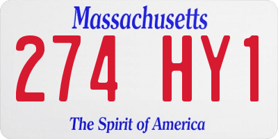 MA license plate 274HY1