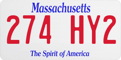MA license plate 274HY2