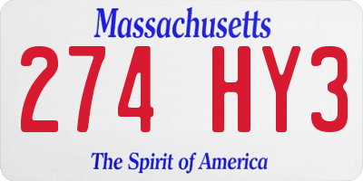 MA license plate 274HY3