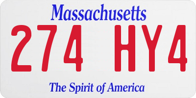 MA license plate 274HY4
