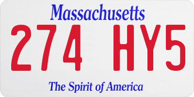 MA license plate 274HY5