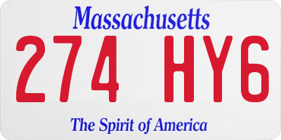 MA license plate 274HY6