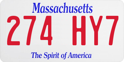 MA license plate 274HY7