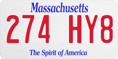 MA license plate 274HY8