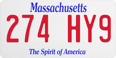 MA license plate 274HY9