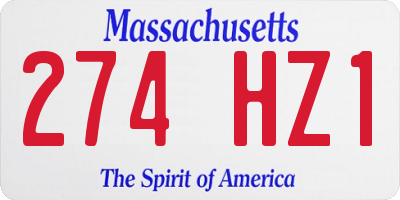 MA license plate 274HZ1
