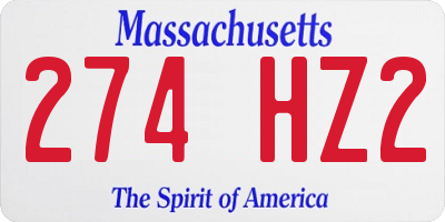 MA license plate 274HZ2