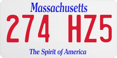 MA license plate 274HZ5