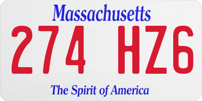 MA license plate 274HZ6