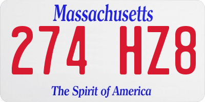 MA license plate 274HZ8