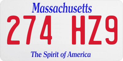 MA license plate 274HZ9