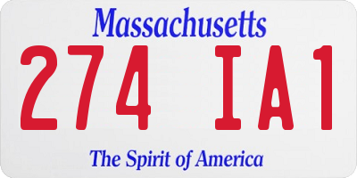 MA license plate 274IA1