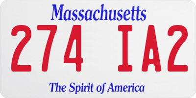 MA license plate 274IA2