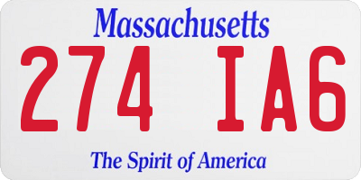 MA license plate 274IA6