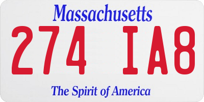 MA license plate 274IA8