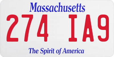 MA license plate 274IA9