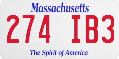 MA license plate 274IB3