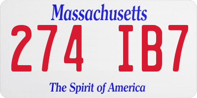 MA license plate 274IB7