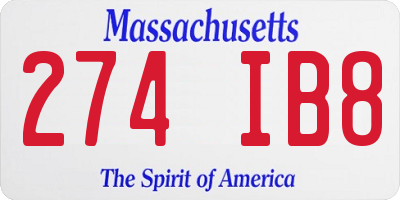 MA license plate 274IB8