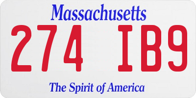 MA license plate 274IB9