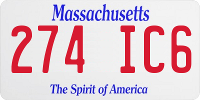 MA license plate 274IC6