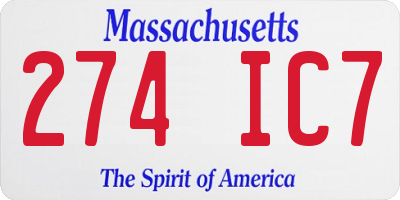 MA license plate 274IC7