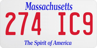 MA license plate 274IC9