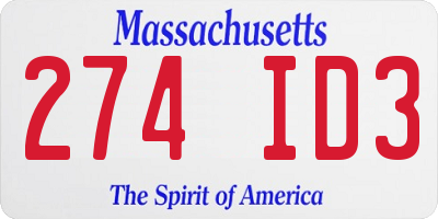 MA license plate 274ID3