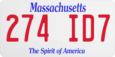 MA license plate 274ID7