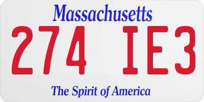 MA license plate 274IE3