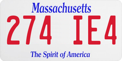MA license plate 274IE4