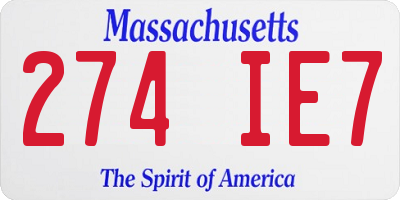 MA license plate 274IE7