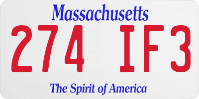 MA license plate 274IF3