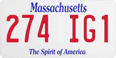 MA license plate 274IG1