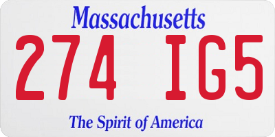 MA license plate 274IG5
