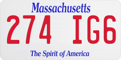 MA license plate 274IG6