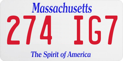 MA license plate 274IG7
