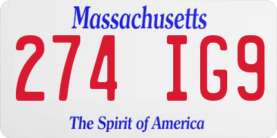 MA license plate 274IG9