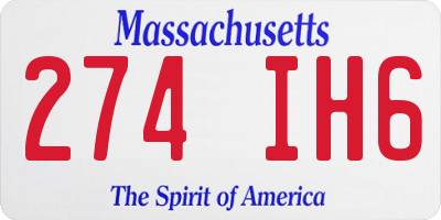 MA license plate 274IH6