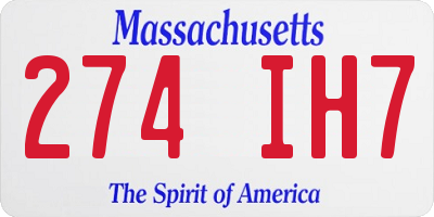 MA license plate 274IH7